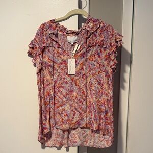 Gilner Farrar Colorful Ruffled Blouse